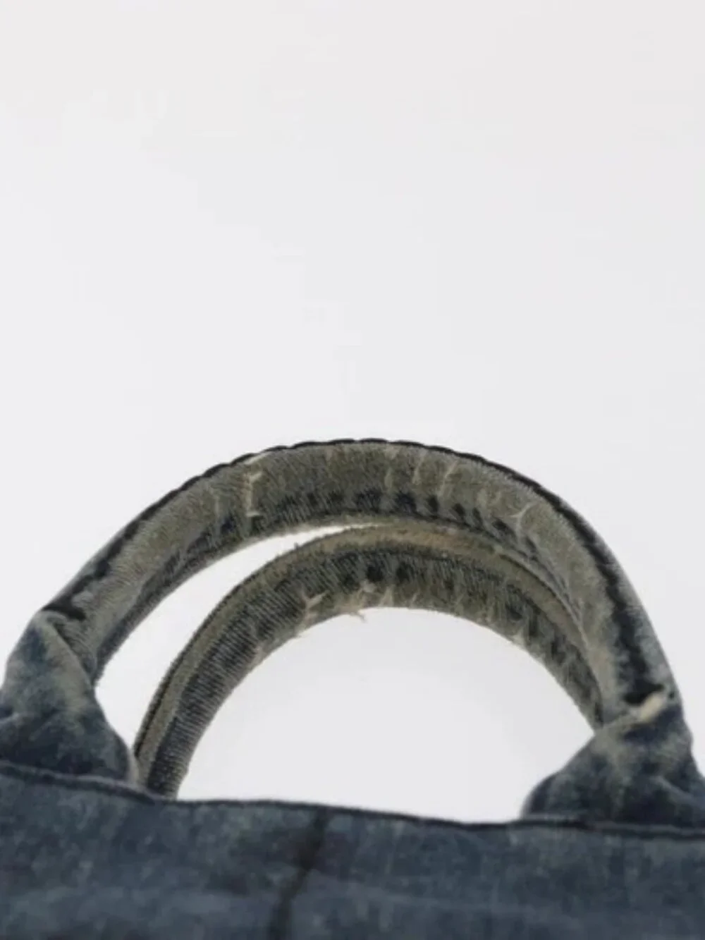 PRADA Canapa PM Hand Bag Denim Blue Gold Auth - Picture 8 of 16